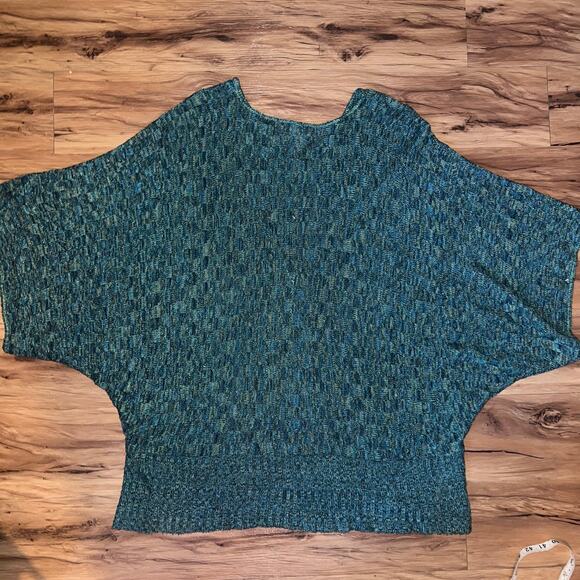 Liz&Me Women’s 3X Teal Textured Knit Batwing Sweater Pullover Ribbed Hem - Picture 5 of 7